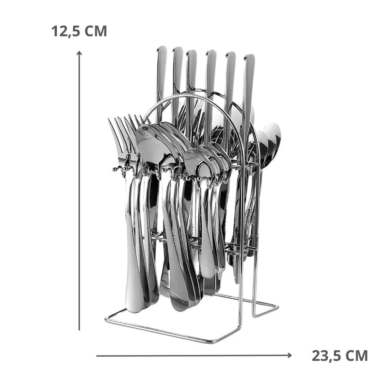 Conjunto de Talheres em Aço Inoxidável – 24 Peças