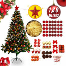 Arvore Natal 1,80m 500 Galhos Decorada Enfeitada Pinheiro Luxo Completa +80 Enfeites
