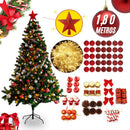Arvore Natal 1,80m 500 Galhos Decorada Enfeitada Pinheiro Luxo Completa +80 Enfeites