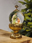 GLOBO DE NEVE COM SAGRADA FAMÍLIA DOURADO LUZ E MOVIMENTO 26,5CM